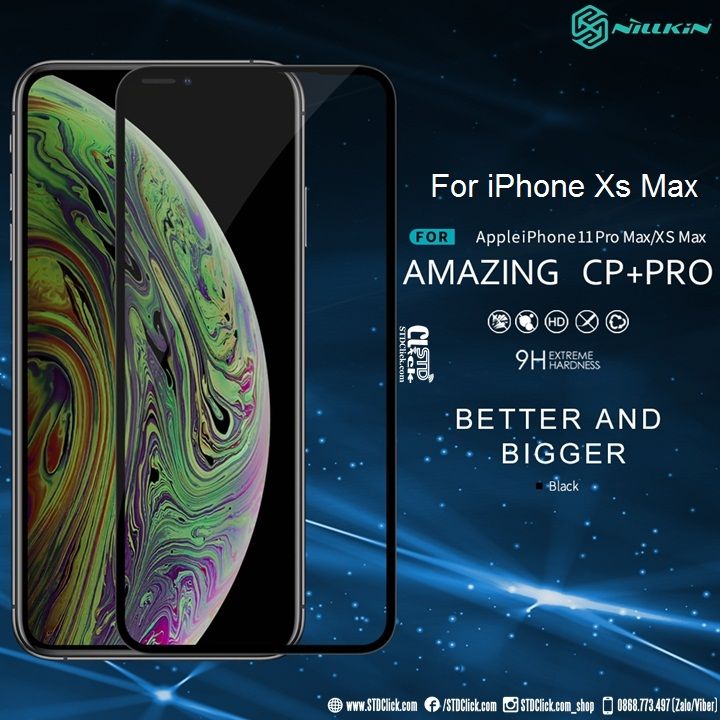 KÍNH CƯỜNG LỰC IPHONE XS MAX NILLKIN CP+PRO 2.5D CHÍNH HÃNG