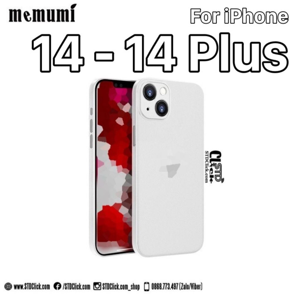 ỐP LƯNG IPHONE 14 - 14 PLUS MEMUMI MỎNG LỤA CHÍNH HÃNG