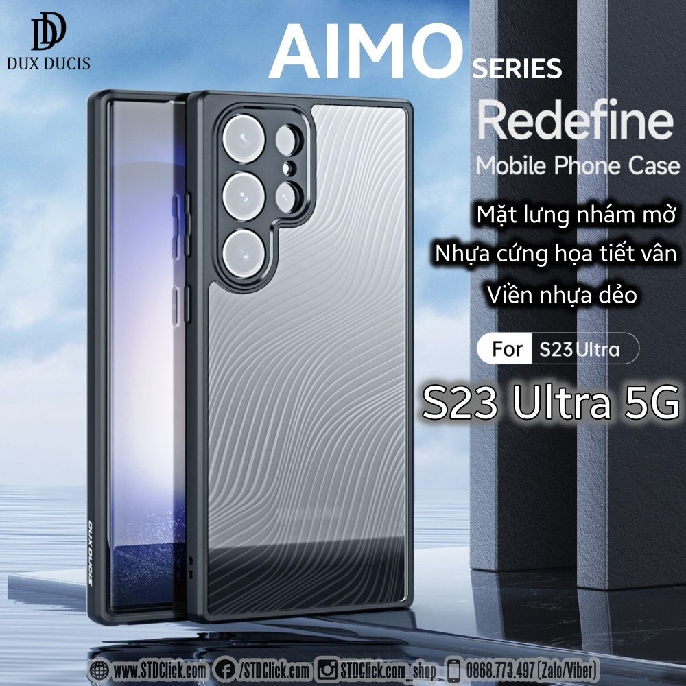 ỐP LƯNG SAMSUNG S23 ULTRA 5G - S23 PLUS 5G - S23 5G DUX DUCIS AIMO CH.HÃNG - VIỀN DẺO LƯNG CỨNG NHÁM VÂN SÓNG