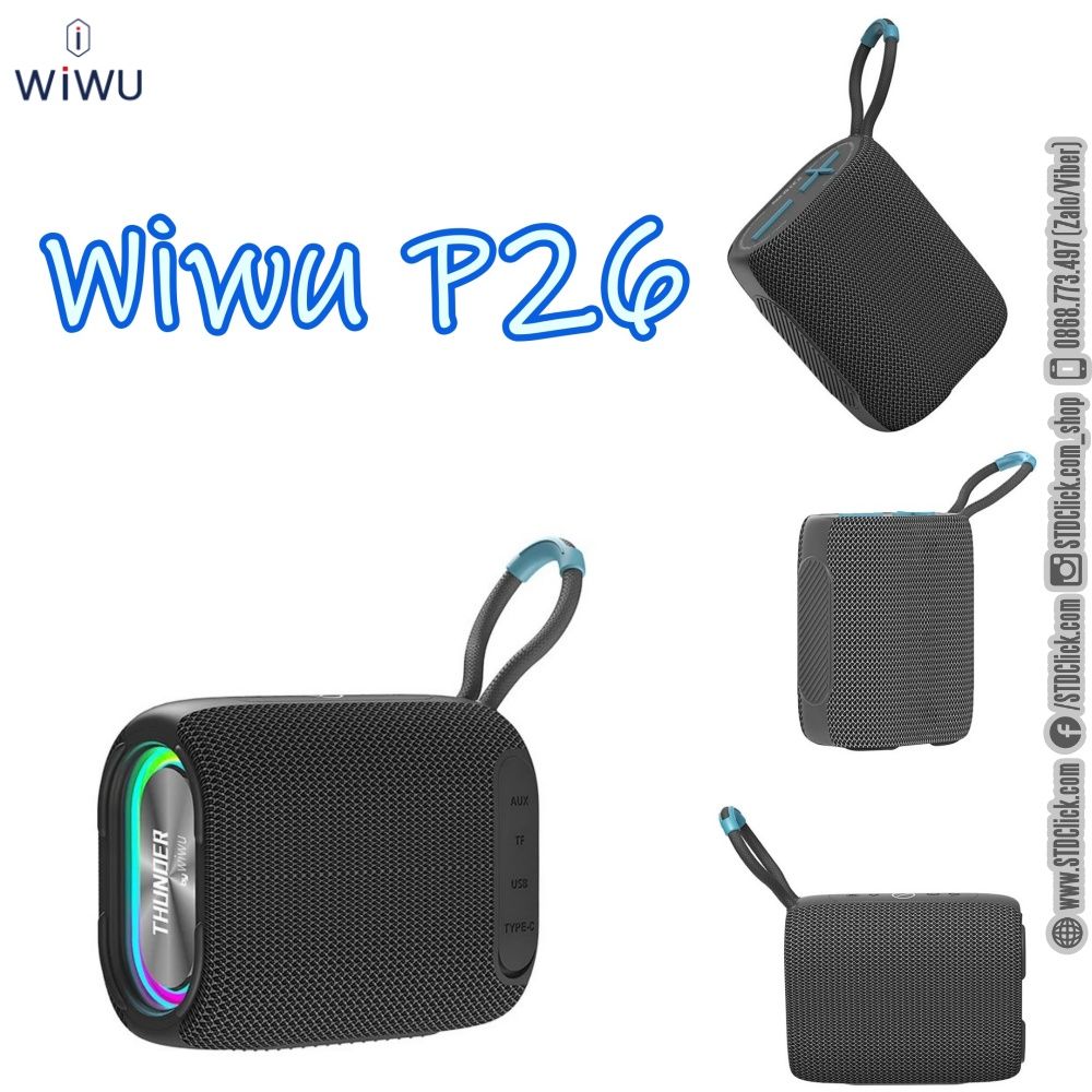 LOA BLUETOOTH DI DỘNG WIWU CHÍNH HÃNG - THUNDER P26 KÈM ĐÈN LED