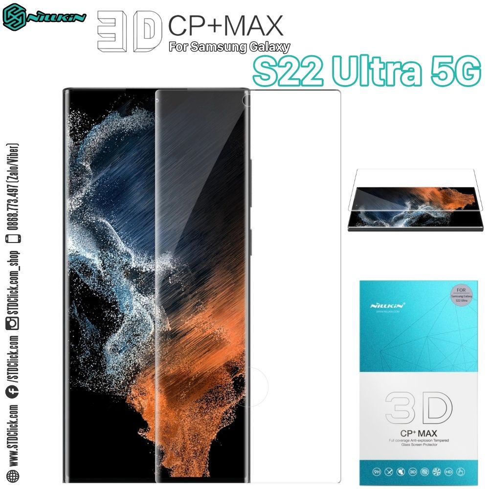 KÍNH CƯỜNG LỰC SAMSUNG GALAXY S22 ULTRA 5G NILLKIN 3D CP+MAX CHÍNH HÃNG