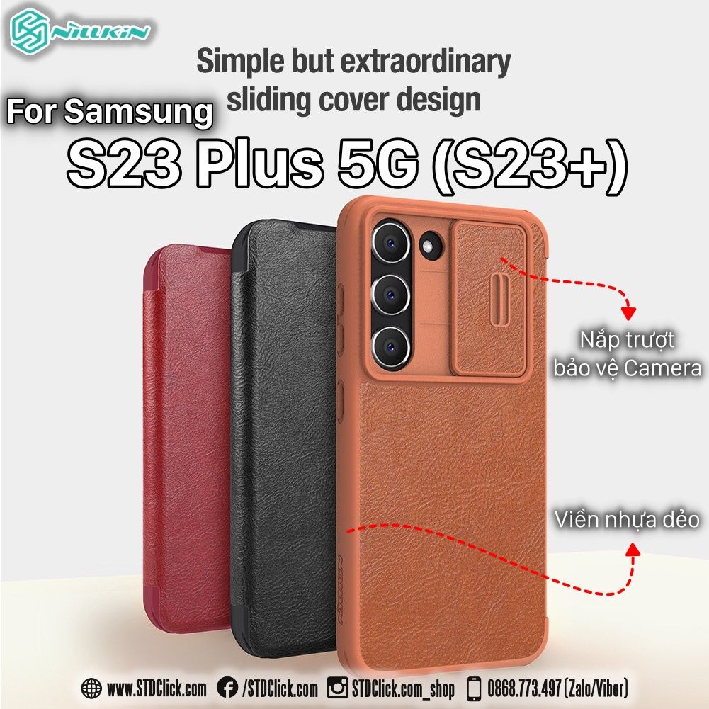 BAO DA SAMSUNG GALAXY S23 PLUS 5G ( S23+ ) NILLKIN QIN PRO BẢO VỆ CAMERA CHÍNH HÃNG
