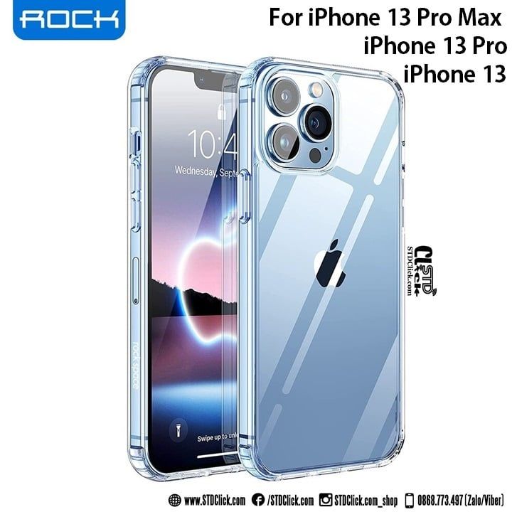 ỐP LƯNG IPHONE 13 PRO MAX - 13 PRO - 13 ROCK PURE LƯNG CỨNG TRONG VIỀN DẺO CHÍNH HÃNG