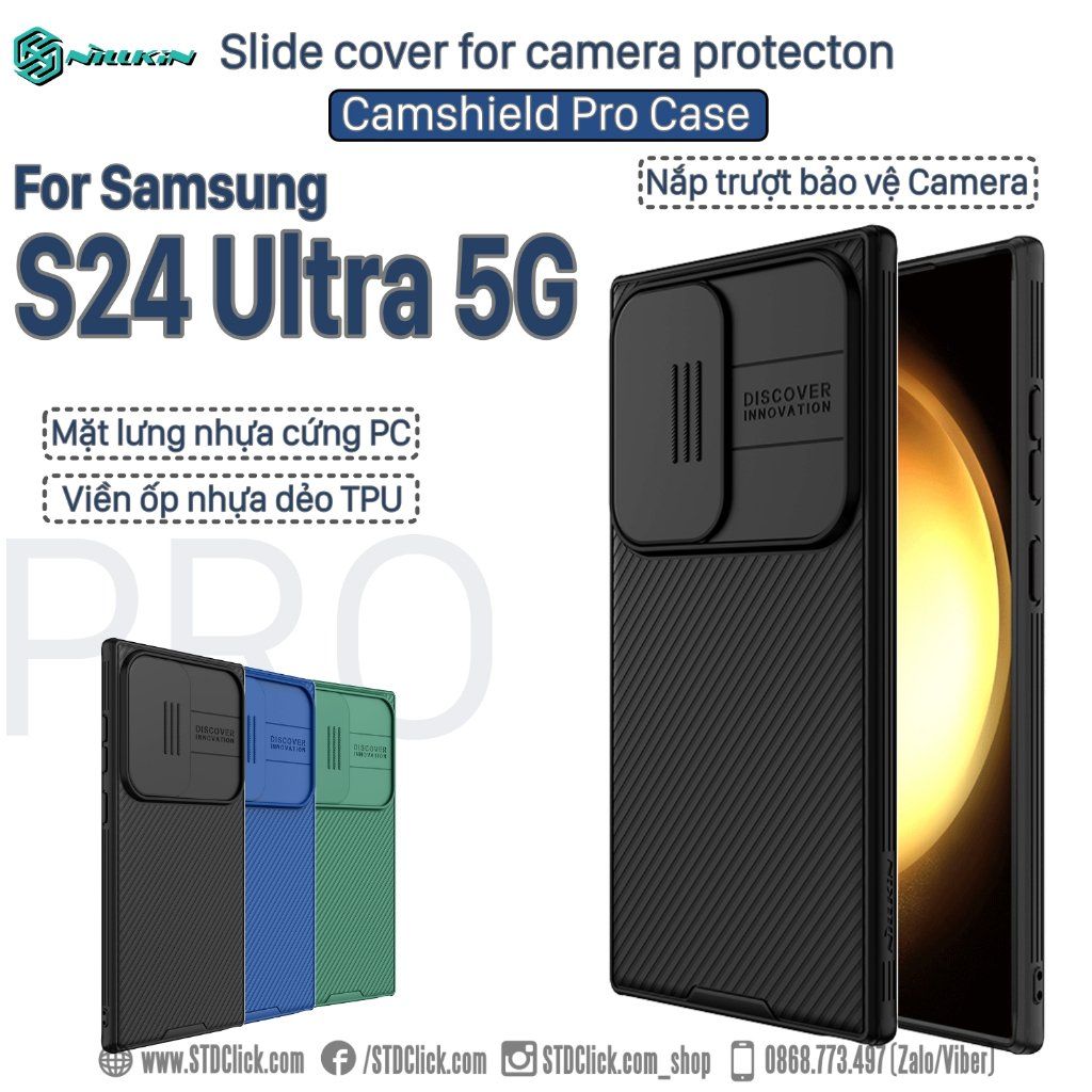 ỐP LƯNG SAMSUNG GALAXY S24 ULTRA 5G NILLKIN CAMSHIELD PRO CHÍNH HÃNG - BẢO VỆ CAMERA - Nhựa cứng PC + viền nhựa dẻo TPU