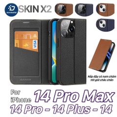 BAO DA IPHONE 14 PRO MAX - 14 PRO - 14 PLUS - 14 DUX DUCIS SKIN X2 CHÍNH HÃNG NẮP GẬP TỰ HÍT