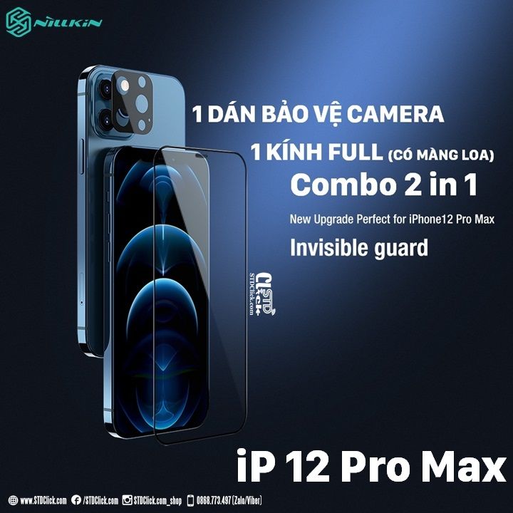 BỘ KÍNH CƯỜNG LỰC IPHONE 12 PRO MAX NILLKIN HD 2 IN 1 CHÍNH HÃNG