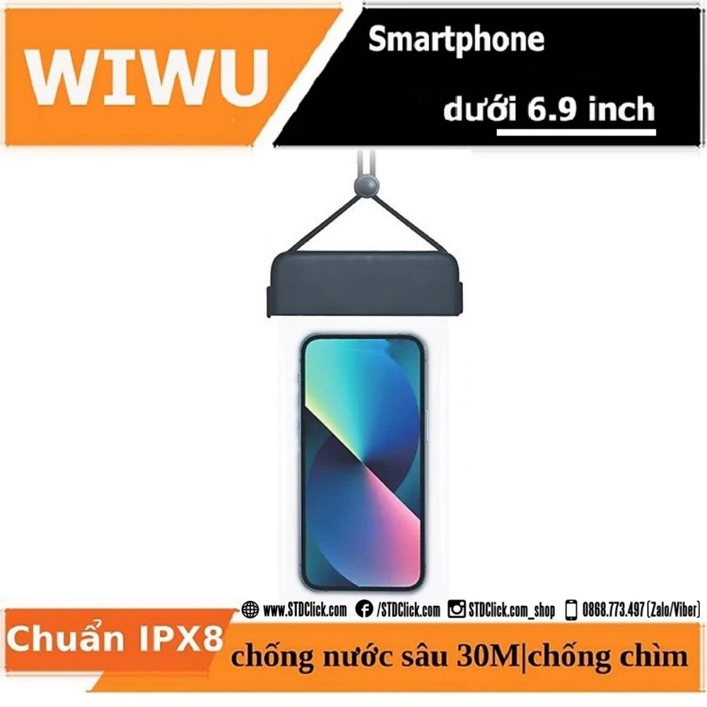 TÚI CHỐNG NƯỚC IPX8 WIWU AQUA 6.9 INCH CHÍNH HÃNG