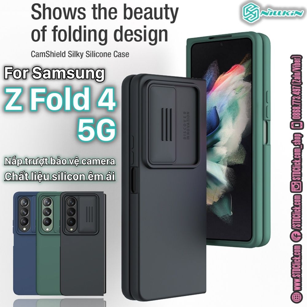 ỐP LƯNG SAMSUNG GALAXY Z FOLD 4 5G NILLKIN CAMSHIELD SILKY SILICON BẢO VỆ CAMERA CHÍNH HÃNG