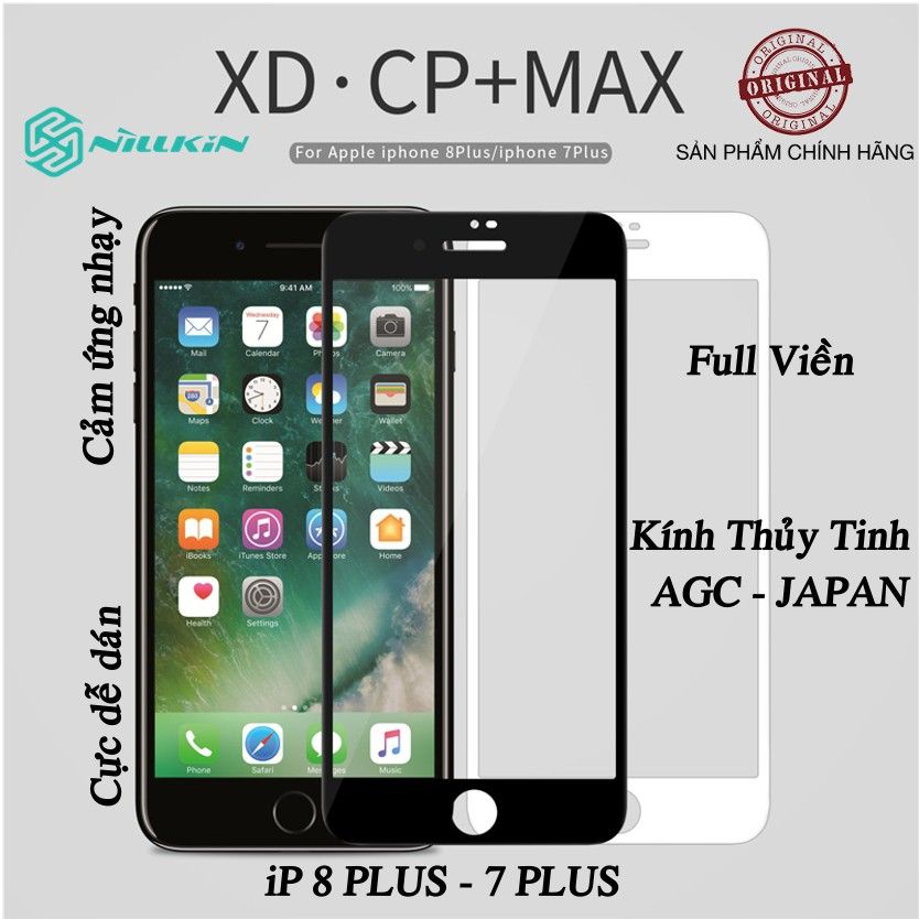 MIẾNG DÁN CƯỜNG LỰC IPHONE 8 PLUS - 7 PLUS NILLKIN XD CP+MAX CHÍNH HÃNG
