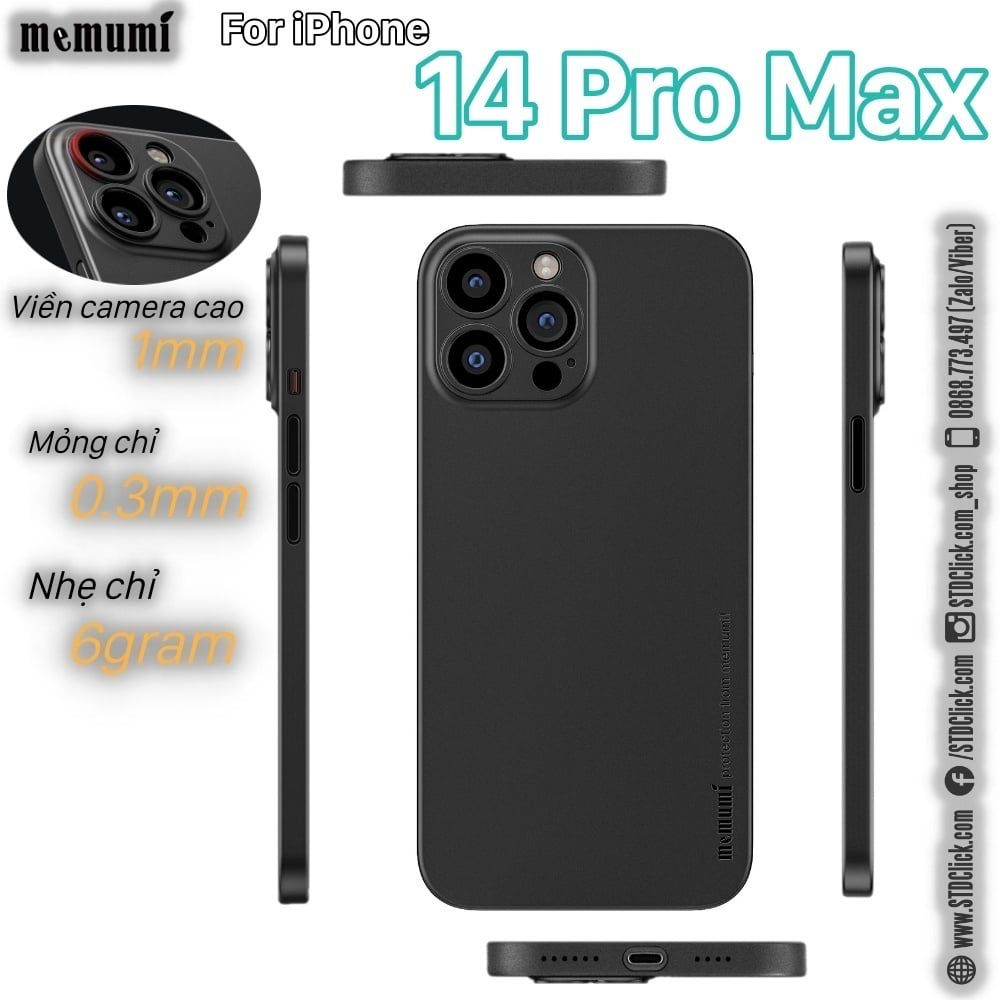 ỐP LƯNG IPHONE 14 PRO MAX MEMUMI MỎNG LỤA CHÍNH HÃNG
