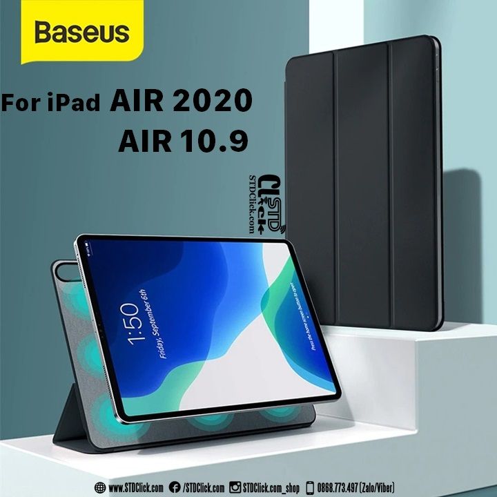 BAO DA IPAD AIR 4 2020 - AIR 10.9 BASEUS SIMPLISM THREE-FOLD NAM CHÂM HÍT LƯNG CHÍNH HÃNG