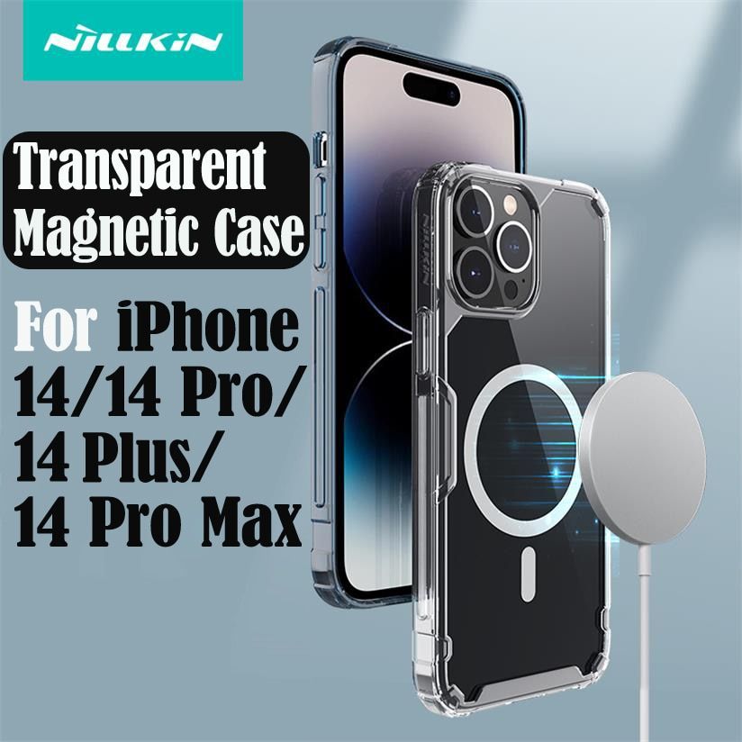 ỐP LƯNG IPHONE 14 PRO MAX - 14 PRO - 14 PLUS NILLKIN NATURE TPU PRO hỗ trợ sạc không dây LƯNG KÍNH PC TRONG VIỀN DẺO