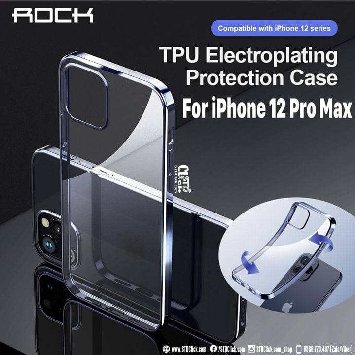 ỐP LƯNG IPHONE 12 PRO MAX - 12 PRO - 12 ROCK TPU DẺO VIỀN MÀU CHÍNH HÃNG