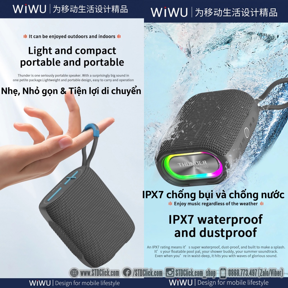 Parlante Inalámbrico WiWU Thunder: Sonido Impresionante, Diseño Elegante - Parlante inalámbrico WiWU Thunder