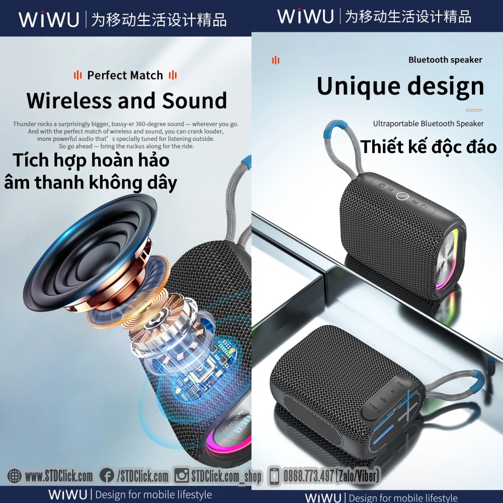 Parlante Inalámbrico WiWU Thunder: Sonido Impresionante, Diseño Elegante - Parlante inalámbrico WiWU Thunder