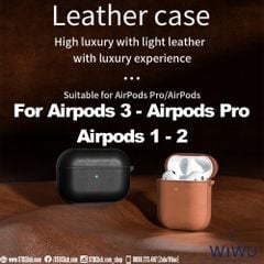 BAO DA AIRPODS 3 - AIRPODS PRO - AIRPODS 1 - 2 WiWU CALFSKIN CHÍNH HÃNG