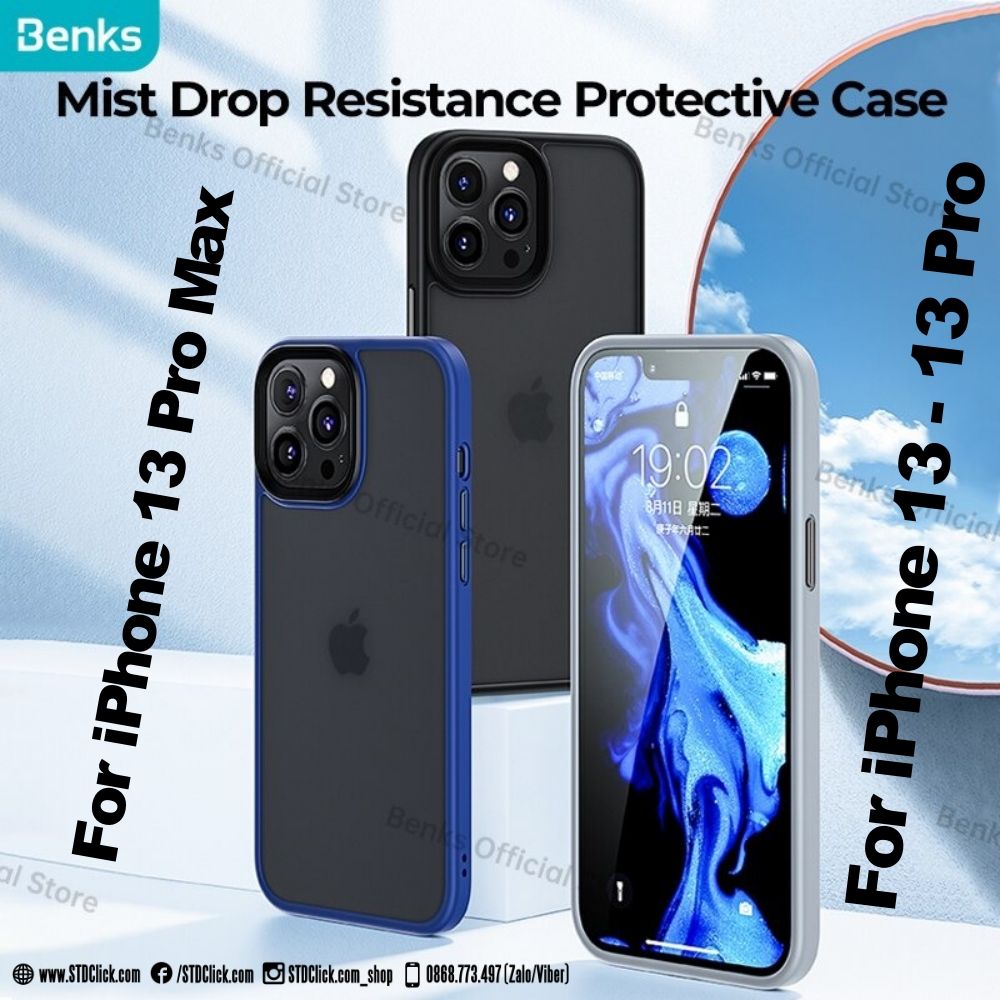 ỐP LƯNG IPHONE 13 PRO MAX - 13 PRO - 13 BENKS SMOOTH CHÍNH HÃNG LƯNG CỨNG NHÁM VIỀN DẺO