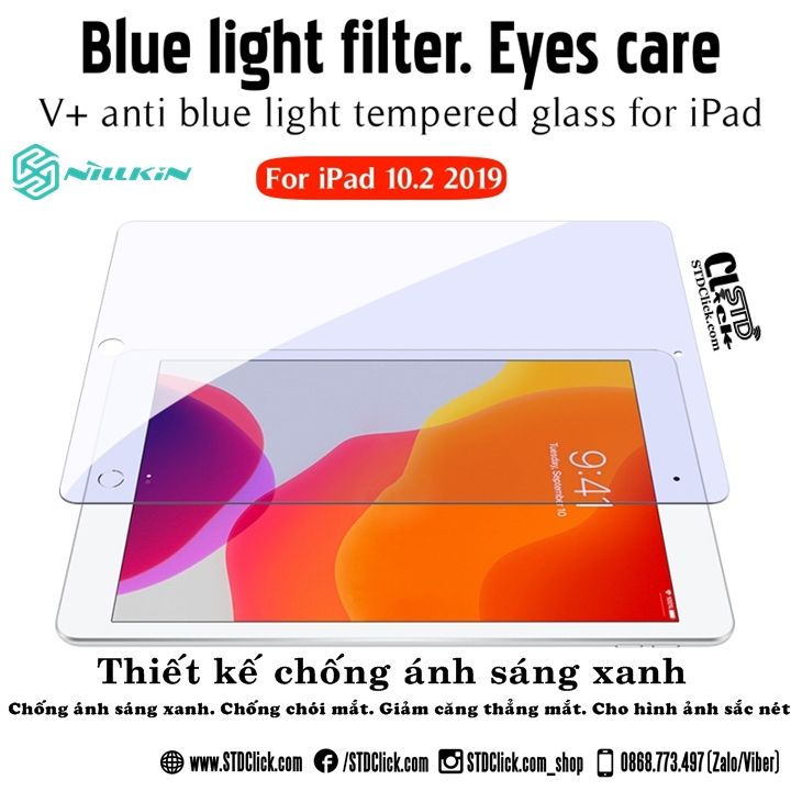 MIẾNG DÁN CƯỜNG LỰC IPAD 10.2 2019 - 10.2 2020 NILLKIN V+ CHỐNG ÁNH SÁNG XANH CHÍNH HÃNG