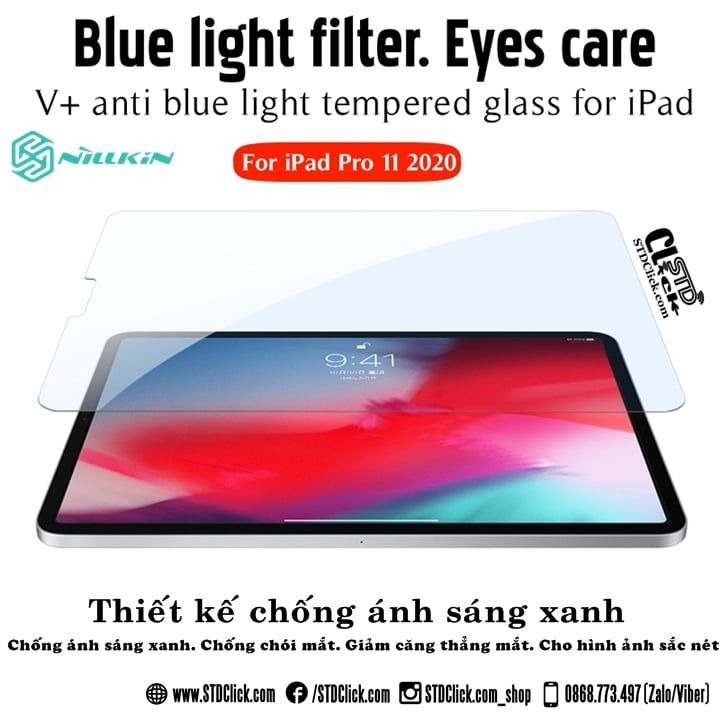 MIẾNG DÁN CƯỜNG LỰC IPAD PRO 11 2020 NILLKIN V+ CHỐNG ÁNH SÁNG XANH CHÍNH HÃNG