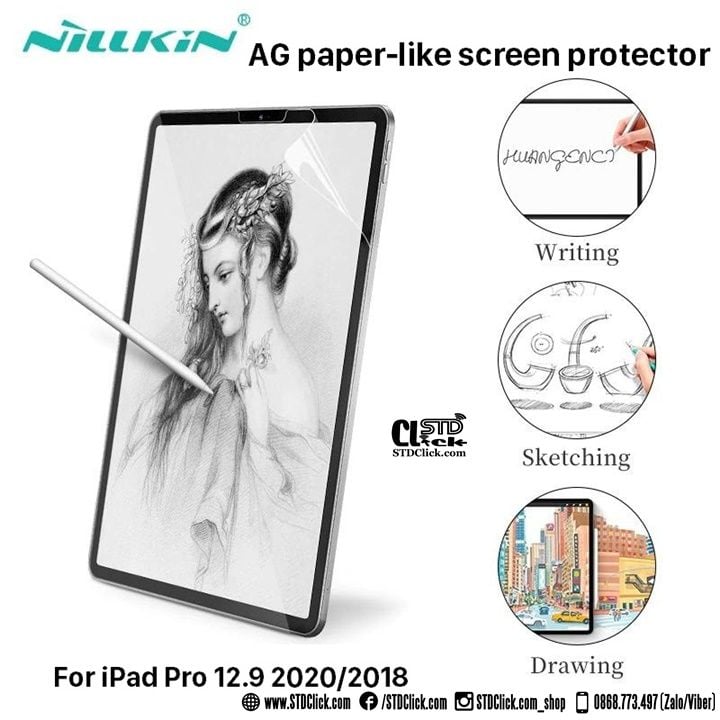 MIẾNG DÁN DẠNG GIẤY VẼ IPAD 12.9 2020 NILLKIN AG PAPER-LIKE CHÍNH HÃNG