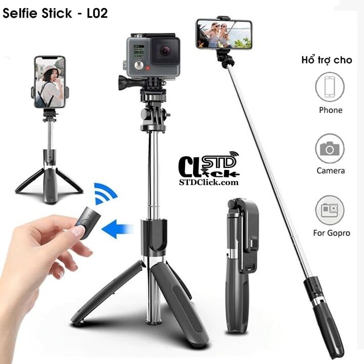 GẬY CHỤP ẢNH KIÊM TRIPODS CÓ ĐIỀU KHIỂN BLUETOOTH L02 HÀNG CAO CẤP