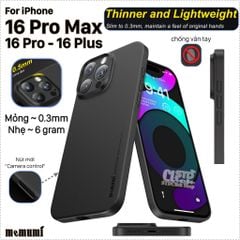 Ốp lưng iPhone 16 Pro Max - 16 Pro - 16 Plus và 16 MEMUMI mỏng lụa 0.3mm