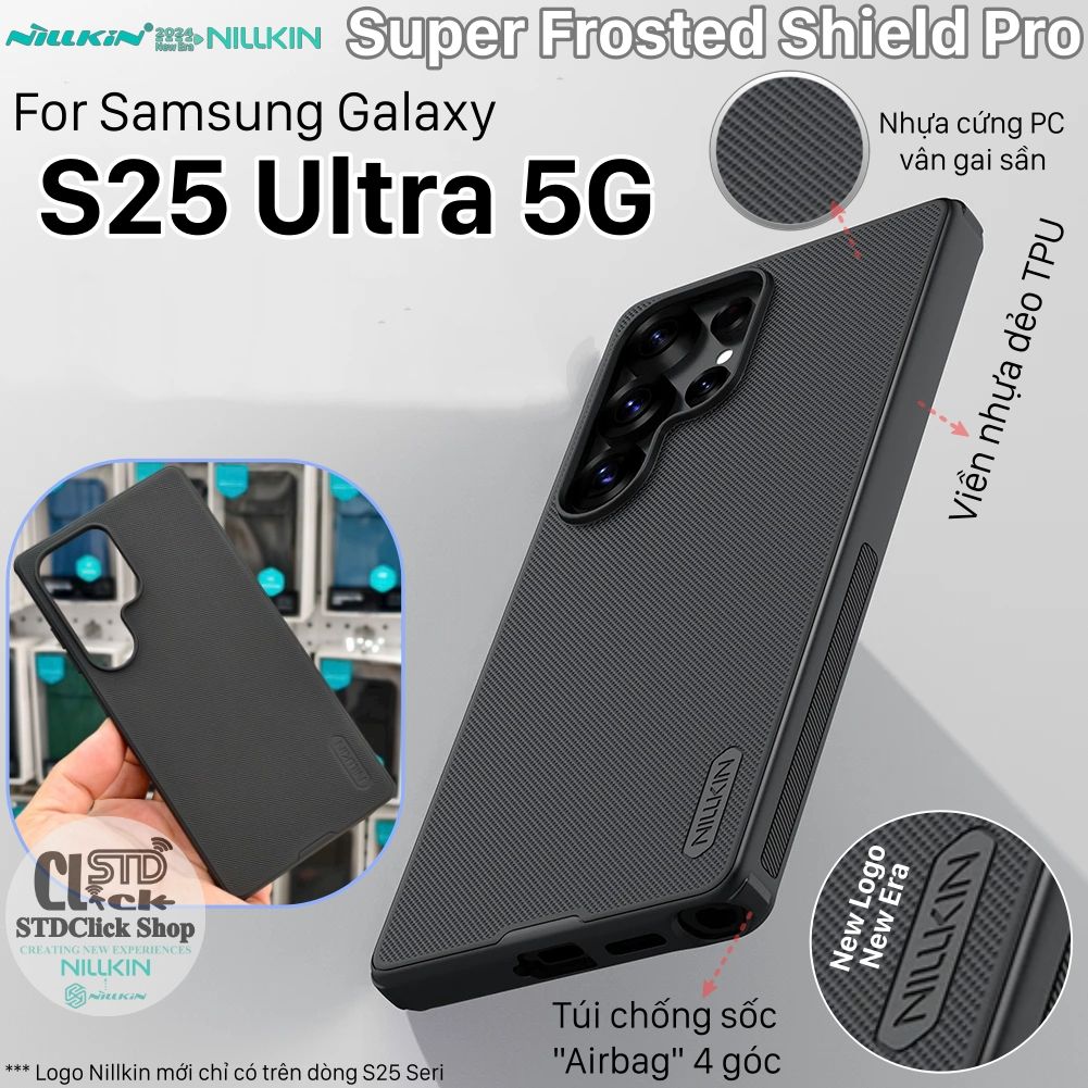 ỐP SAMSUNG GALAXY S25 Ultra 5G NILLKIN NHỰA CỨNG VIỀN DẺO - Super Frosted Shield Pro