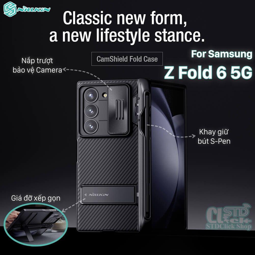 Ốp lưng Samsung Galaxy Z Fold 6 5G - Fold 5 - Fold 4 Nillkin CamShield Fold - kèm khay giữ bút