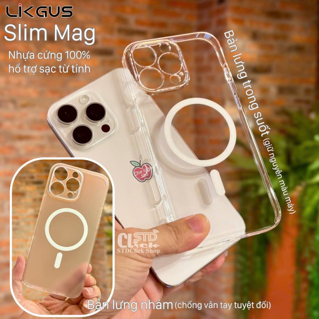 Ốp lưng iPhone 16 Pro Max - 16 Pro Likgus Slim Mag - nhựa cứng lưng trong và lưng nhám