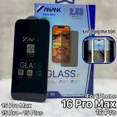 Kính cường lực Chống Nhìn Trộm iPhone 16 Pro Max - 16 Pro - 16 Plus ANANK viền 2.5D