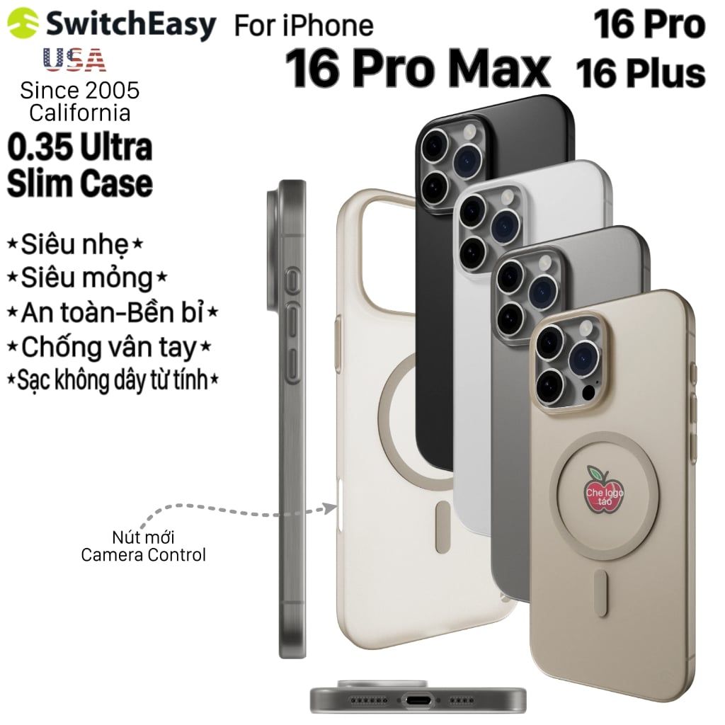 Ốp lưng iPhone 16 Pro Max - 16 Pro - 16 Plus SwitchEasy 0.35 Magnetic Ultra Slim