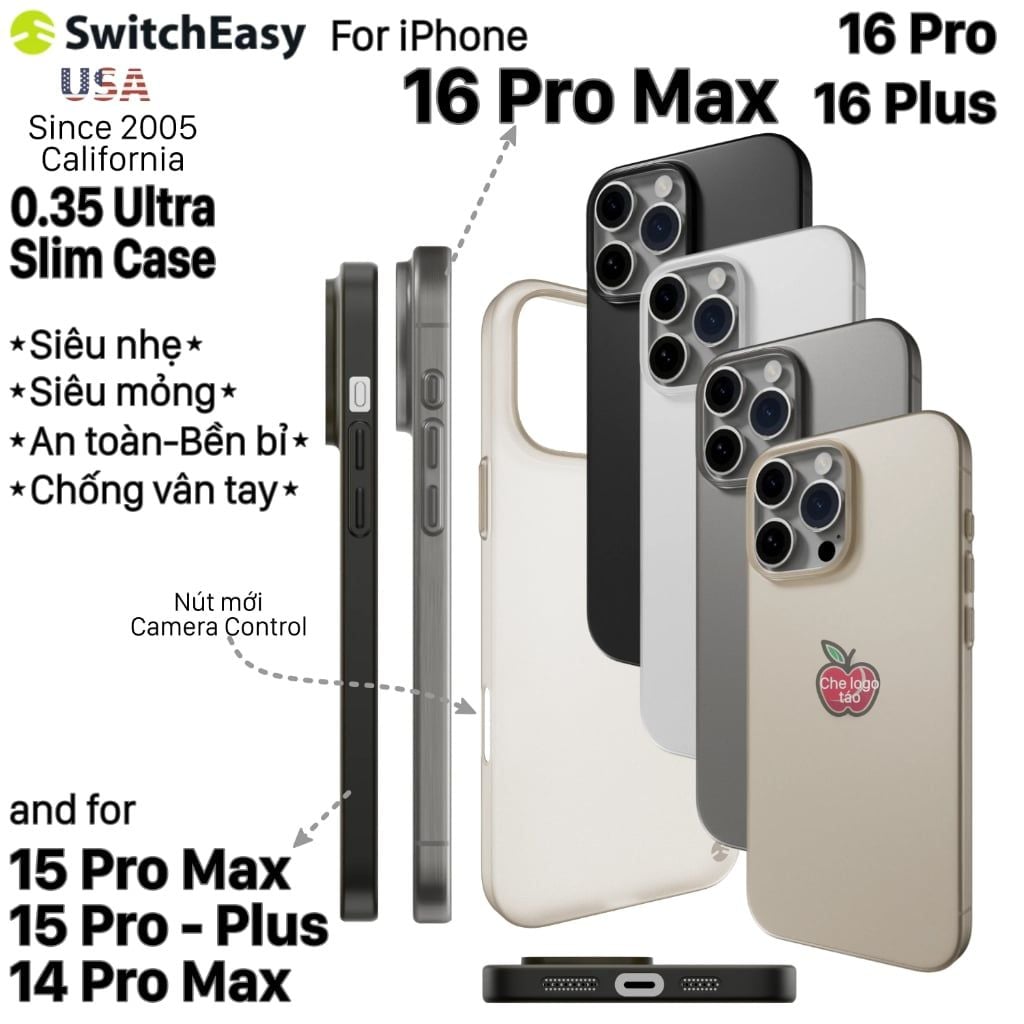 Ốp lưng iPhone 16 Pro Max - 16 Pro - 16 Plus SwichEasy 0.35 Ultra Slim