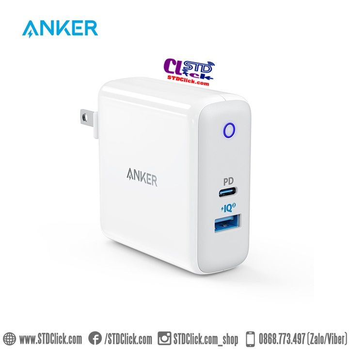 SẠC 2 CỔNG USB-A VÀ TYPE C PD ANKER POWERPORT PD+ 2 33W CHÍNH HÃNG