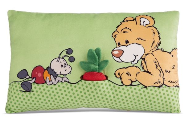  Đồ chơi thú bông 43x25cm gấu mật ong Mielo và củ cải đường hình gối bông Teddy Bear with radish cushion GREEN | NICI-49449 (con) 