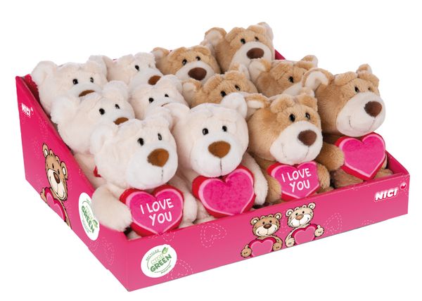  Đồ chơi thú nhồi bông 15cm gấu NICI Germany Teddy bear có chữ I Love You | NICI 49860 