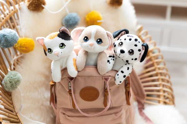  Thú nhồi bông 12x12x25cm | Nici Germany | Bóp viết thú bông NICI Pouchimals chó đốm, mèo tam thể, thỏ con - 61267 