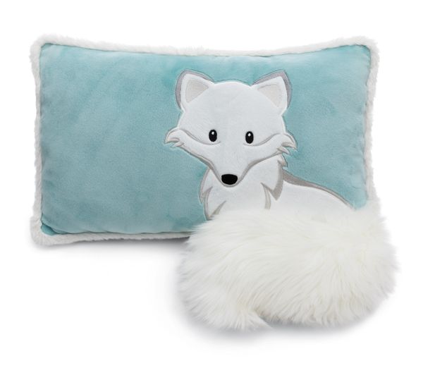  61306-Gối bông NICI Germany GREEN cáo tuyết Bắc Cực có nhũ lấp lánh | Plush cushion 43x25cm Arctic fox Vanja standing | NICI Dreamy Winter 