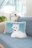  61306-Gối bông NICI Germany GREEN cáo tuyết Bắc Cực có nhũ lấp lánh | Plush cushion 43x25cm Arctic fox Vanja standing | NICI Dreamy Winter 