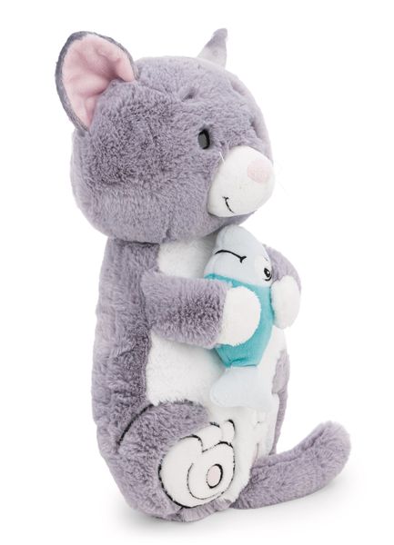  Thú nhồi bông 35x20cm 62166 |cat gray fish lying mèo ăn cá|NICI Germany 