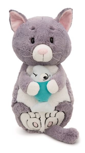  Thú nhồi bông 35x20cm 62166 |cat gray fish lying mèo ăn cá|NICI Germany 