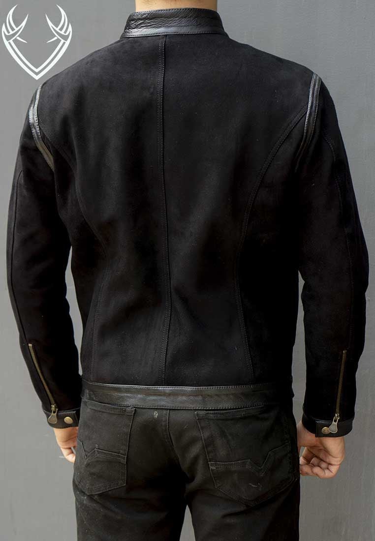 Áo Da Lộn Nam Màu Đen AKD193