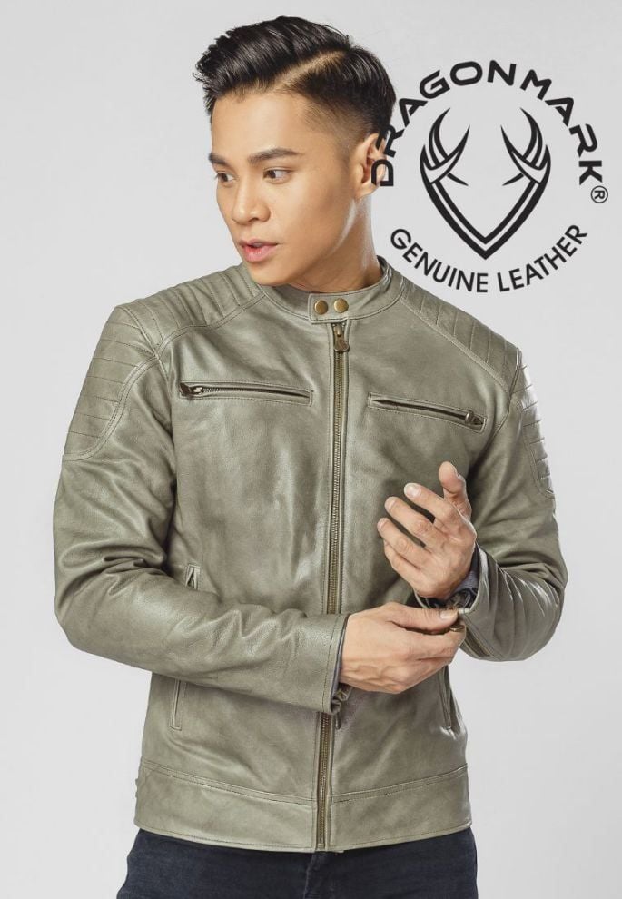 Áo Khoác Da Nam Màu Xám V3