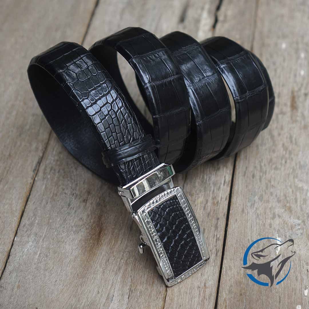 Thắt Lưng Da Cá Sấu Màu Đen TL-CS01