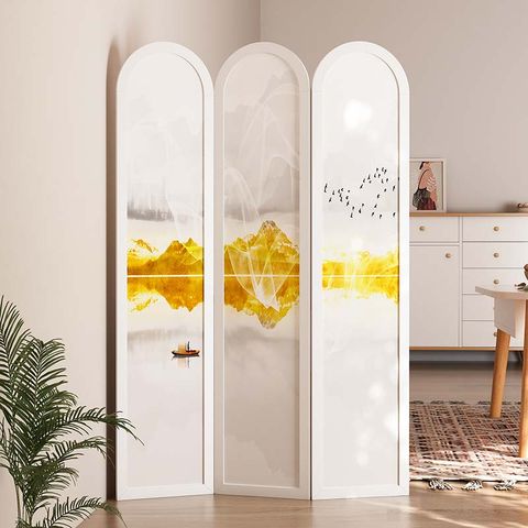 Bình phong thiết kế in hoạ tiết sông núi, có bo góp trên - BP.IN.10 - Nội Thất IGA Việt Nam