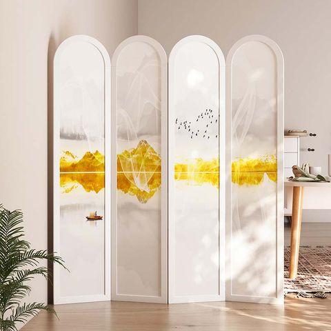 Bình phong thiết kế in hoạ tiết sông núi, có bo góp trên - BP.IN.10 - Nội Thất IGA Việt Nam