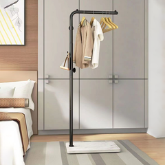 Cây treo quần áo uốn khung đen đế gỗ trắng - GM91 - Nội Thất IGA Việt Nam