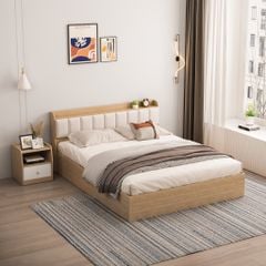 Giường Ngủ Gỗ Công Nghiệp Hiện Đại Mang Phong Cách Bắc Âu - 201.5 x 161.5x 85cm - Vân gỗ - Nhà máy IGA - GP240