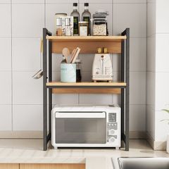 Kệ đa năng nhà bếp 2 tầng khung đen mặt vân gỗ GM129 - Hết hàng