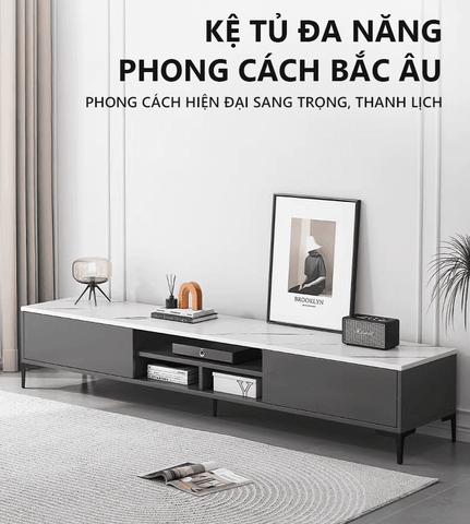 Kệ Tivi Gỗ Công Nghiệp Mặt Vân Đá Mang Phong Cách Bắc Âu Đơn Giản- GP297