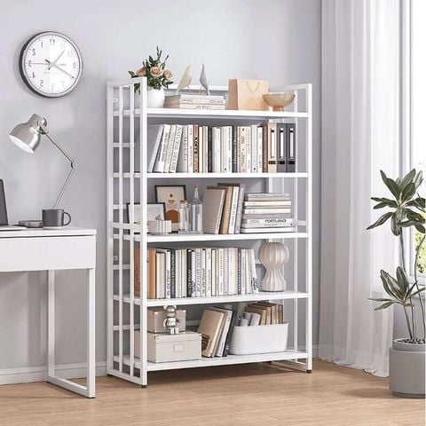 Kệ Sách Khung Sắt Đa Năng 4-5-6 Tầng Hiện Đại Full trắng - GM97 - Nội Thất IGA Việt Nam